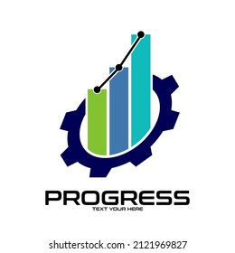 Progress vector logo template. This design use gear and statistic symbol. Suitable for business.