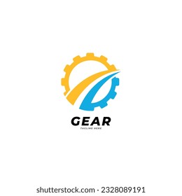 Progress vector logo template. This design use gear and statistic symbol. Suitable for business.