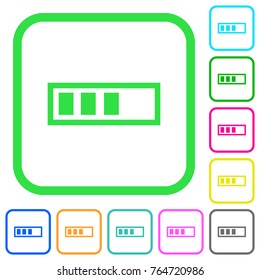 Progressbar vivid colored flat icons in curved borders on white background