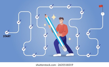 Progression from start to success, development or improvement, challenge to progress and win competition, tasks completion to finish project, businessman step on checklist to progress to target.