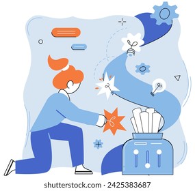 Progressive business vector illustration. Innovation is heartbeat echoing through corridors progressive success Winning is destination on map progressive business achievements Efficiency is sculptor