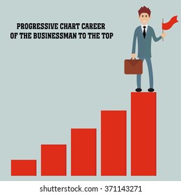 progressive chart career of the businessman to the top - vector