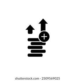 Progressive Growth Icon with Upward Arrows - Business Success, Financial Increase, Positive Trend Indicator, Development Graph Line Art, Economic Improvement, Revenue Escalation, Market