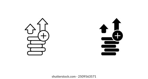 Progressive Growth Icons mit Aufwärtspfeilen - Geschäftserfolg, Finanzzuwachs, positiver Trendindikator, Entwicklung Graph Line Art, Wirtschaftsverbesserung, Umsatzsteigerung, Markt