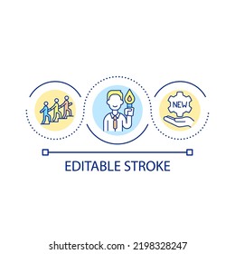 Progressive leader loop concept icon. Motivate and inspire. Accepting new. Admit changes abstract idea thin line illustration. Isolated outline drawing. Editable stroke. Arial font used