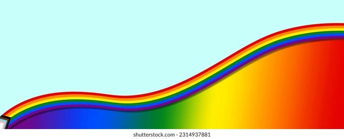 Progressive Pride Flag Banner Background. Progressive Rainbow colored gradient backdrop template. Silk ribbon Rainbow Pride Flag banner design background. Vector Illustration. EPS 10.
