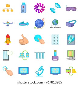 Progressive technology icons set. Cartoon set of 25 progressive technology vector icons for web isolated on white background