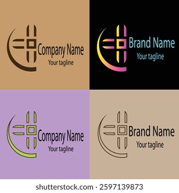 Progressive Valuable effective Abstract Latest Unique Best logo design with different designs of the same shape For business company. Color editable.