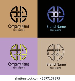 Progressive Valuable effective Abstract Latest Unique Best logo design with different designs of the same shape For business company. Color editable.