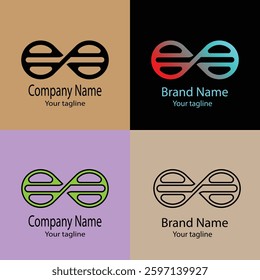 Progressive Valuable effective Abstract Latest Unique Best logo design with different designs of the same shape For business company. Color editable.