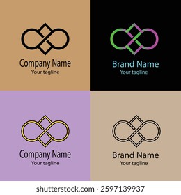 Progressive Valuable effective Abstract Latest Unique Best logo design with different designs of the same shape For business company. Color editable.