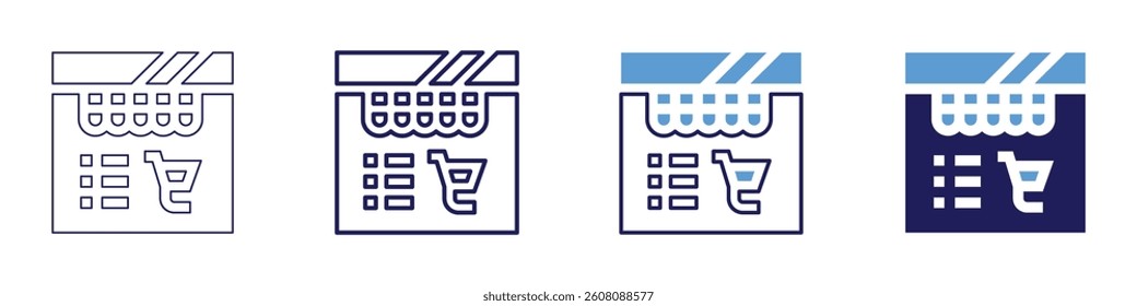 Progressive web shopping icon in 4 different styles. Thin Line, Line, Bold Line, Duotone. Duotone style. Editable stroke.