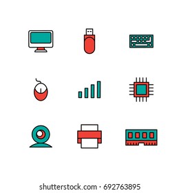 Progrmmer. Set of vector isolated line filled icons. Pixel Perfect. For web design and presentations, site 