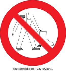 prohibido, no use zapatos ni traje sucio, riesgo de kontaminacion, riesgo de caida, peligro de lesion, Vorsicht, verboten, nicht schmutzige Schuhe oder Anzug tragen, Kontaminationsgefahr, Gefahr des Absturzes