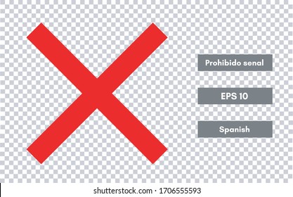 Prohibido senal simbolo (Forbidden sign symbol in spanish), EPS 10, vector and transparent background.