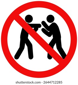 Prohibit bullying sign, prohibit violence sign, prohibit fighting, prohibit the use of any martial arts stick figures, Vector illustration design.
