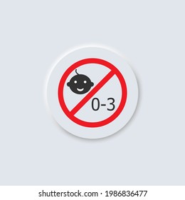 Prohibit for children under 3 years of age vector icon