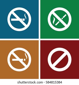 prohibit icons set. Set of 4 prohibit filled icons such as no smoking