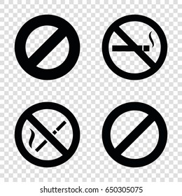 Prohibit icons set. set of 4 prohibit filled icons such as no smoking