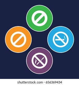 Prohibit icons set. set of 4 prohibit filled icons such as no smoking