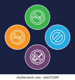 Prohibit icons set. set of 4 prohibit outline icons such as no smoking