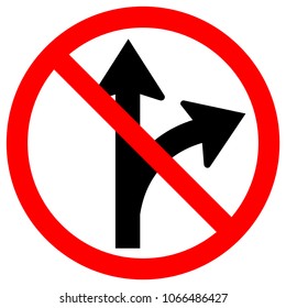 Prohibit Proceed Straight or Turn Right Road Sign, Vector Illustration, Isolate White Background Label. EPS10