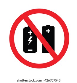 Prohibit sign. no battery charging icons.vector illustration.