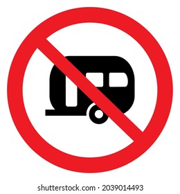 prohibit trailer parking, road sign, red circle frame, vector icon