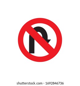 PROHIBIT U TURN ICON , TRAFFIC SIGN ICON