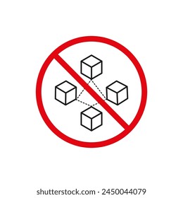 Cubos 3D prohibidos. Signo de restricción. No se permite ninguna caja. Símbolo de bloques cancelados. Ilustración vectorial. EPS 10.