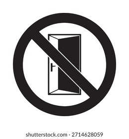 Acesso proibido Um símbolo preto e branco representando uma porta com uma barra vermelha