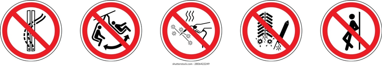 Prohibited activities vector icons set
