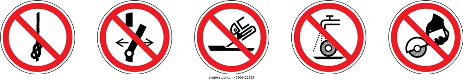 Prohibited activities vector icons set