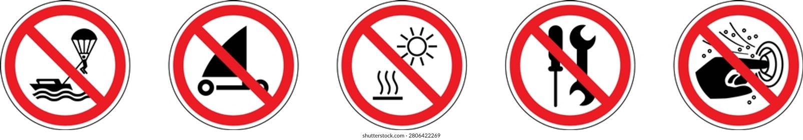 Prohibited activities vector icons set