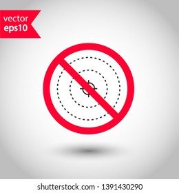 Prohibited aiming vector icon. No aim icon. Forbidden aim icon. Warning, caution, attention, restriction, danger flat sign design. EPS 10 symbol