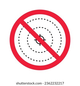 Prohibited aiming vector icon. No aim icon. Forbidden aim icon. Warning, caution, attention, restriction, danger flat sign design. Target symbol