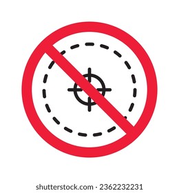 Angezeigte Vektorsymbol verboten. Kein Zielsymbol. Verbotenes Zielsymbol. Warnung, Vorsicht, Aufmerksamkeit, Einschränkung, Design der Gefahrenflaeche. Zielsymbol