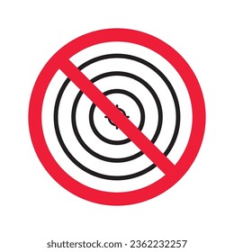 Prohibited aiming vector icon. No aim icon. Forbidden aim icon. Warning, caution, attention, restriction, danger flat sign design. Target symbol