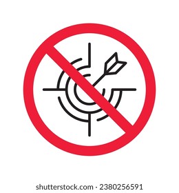 Prohibited aiming vector icon. No aim icon. Forbidden aim icon. Warning, caution, attention, restriction, danger flat sign design. Target symbol