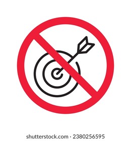Prohibited aiming vector icon. No aim icon. Forbidden aim icon. Warning, caution, attention, restriction, danger flat sign design. Target symbol