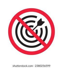 Prohibited aiming vector icon. No aim icon. Forbidden aim icon. Warning, caution, attention, restriction, danger flat sign design. Target symbol