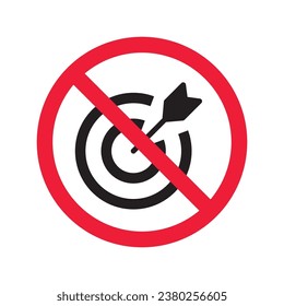 Prohibited aiming vector icon. No aim icon. Forbidden aim icon. Warning, caution, attention, restriction, danger flat sign design. Target symbol