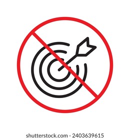 Prohibited aiming vector icon. No aim icon. Forbidden aim icon. Warning, caution, attention, restriction, danger flat sign design. Target symbol