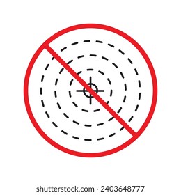 Prohibited aiming vector icon. No aim icon. Forbidden aim icon. Warning, caution, attention, restriction, danger flat sign design. Target symbol