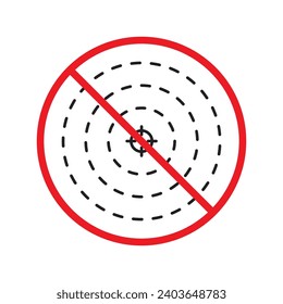 Prohibited aiming vector icon. No aim icon. Forbidden aim icon. Warning, caution, attention, restriction, danger flat sign design. Target symbol