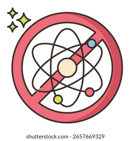 Prohibited Atom Symbol with Sparkling Effect