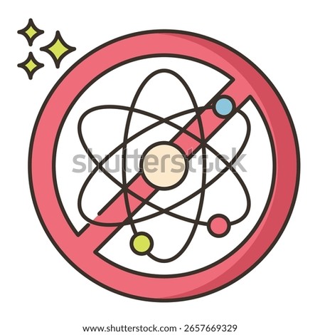 Prohibited Atom Symbol with Sparkling Effect