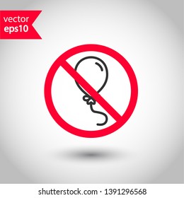 Prohibited balloon vector icon. No balloon icon. Forbidden helium balloons icon. No helium balloon vector sign. Warning, caution, attention, restriction, danger flat sign design. EPS 10 symbol