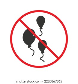 Prohibited balloon vector icon. No balloon icon. Forbidden helium balloons icon. No helium balloon vector sign. Warning, caution, attention, restriction, danger flat sign design. EPS 10 symbol