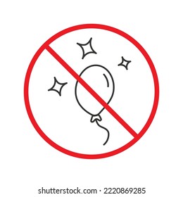 Icono vectorial de globo prohibido. Ningún icono de globo. Icono de globos de helio prohibidos. Sin signo vectorial de globo de helio. Advertencia, precaución, atención, restricción, diseño de señales llanas de peligro. Símbolo EPS 10